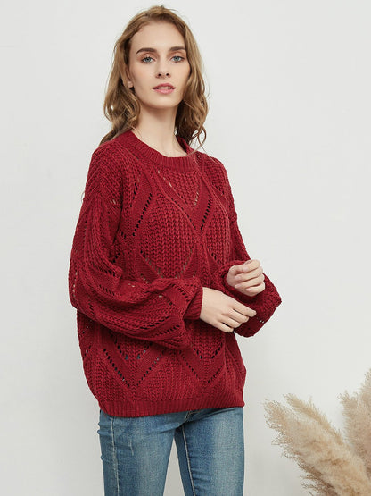 Long Sleeve Patterned Pullover Sweater - Get it from Bo