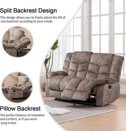 Manual Two Seat Loveseat Recliner Sofa Light Brown - Get it from Bo