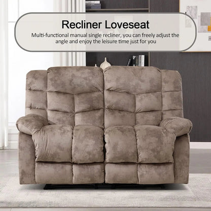 Manual Two Seat Loveseat Recliner Sofa Light Brown - Get it from Bo