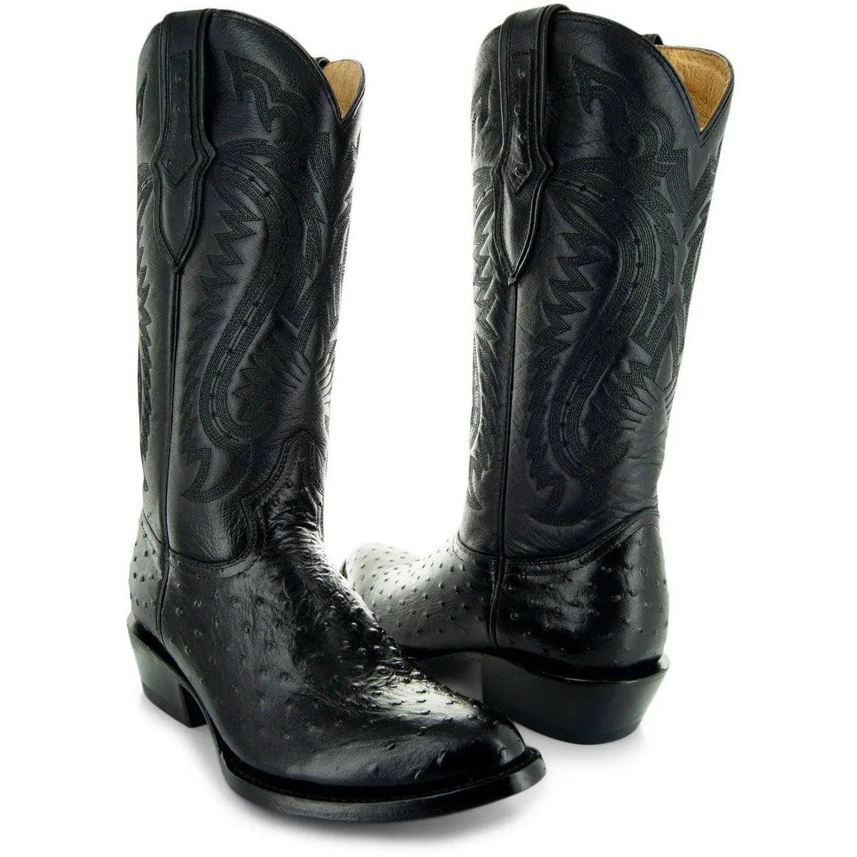 Men's Black Ostrich Print Cowboy Boots (H7002) - Get it from Bo