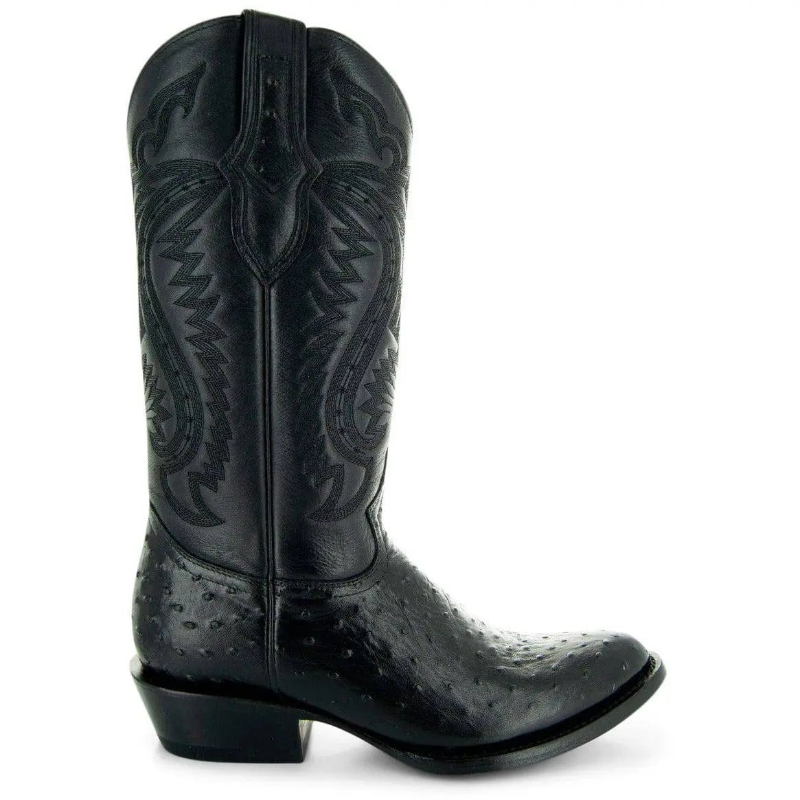 Men's Black Ostrich Print Cowboy Boots (H7002) - Get it from Bo