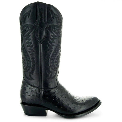 Men's Black Ostrich Print Cowboy Boots (H7002) - Get it from Bo