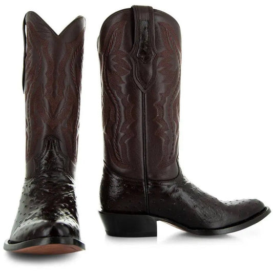 Men's Brown Ostrich Print Cowboy Boots (H7002) - Get it from Bo