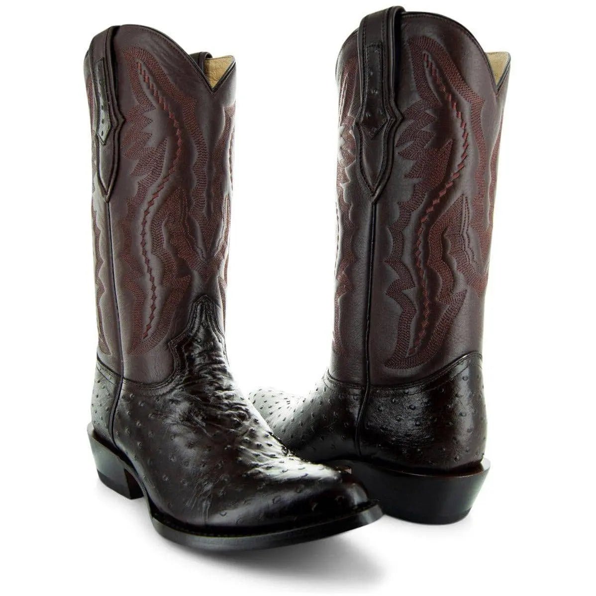 Men's Brown Ostrich Print Cowboy Boots (H7002) - Get it from Bo