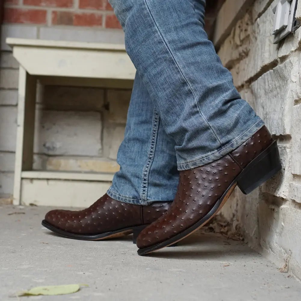 Men's Brown Ostrich Print Cowboy Boots (H7002) - Get it from Bo