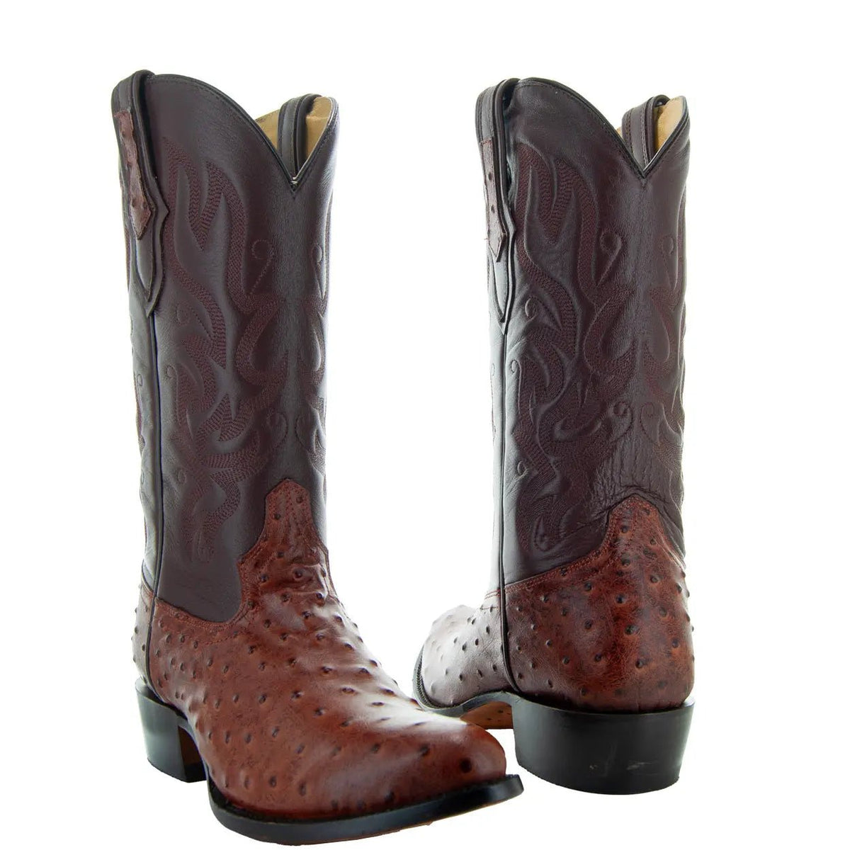 Men's Cognac Ostrich Print Cowboy Boots (H7002) - Get it from Bo