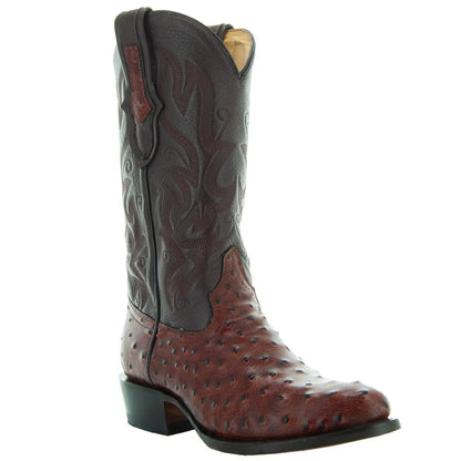 Men's Cognac Ostrich Print Cowboy Boots (H7002) - Get it from Bo