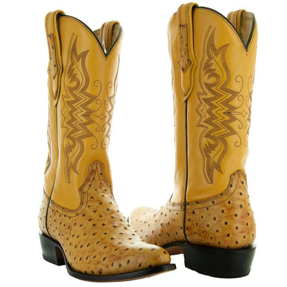 Men's Mantequilla Ostrich Print Cowboy Boots (H7002) - Get it from Bo