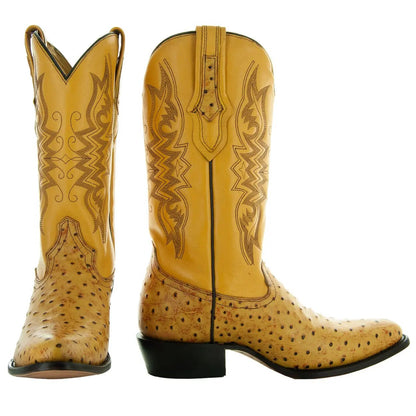 Men's Mantequilla Ostrich Print Cowboy Boots (H7002) - Get it from Bo