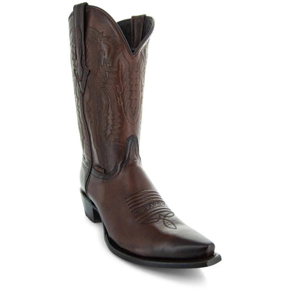 Men's Snip Toe Cowboy Boots Burnished Brown (H50030) - Get it from Bo