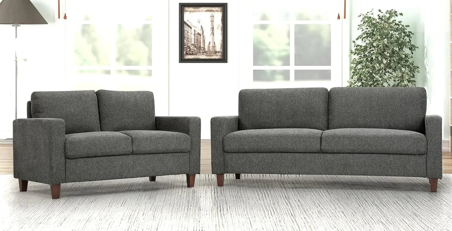 Miles 2 Piece Couch And Loveseat Set With Reversible Pillows Grey - Get it from Bo
