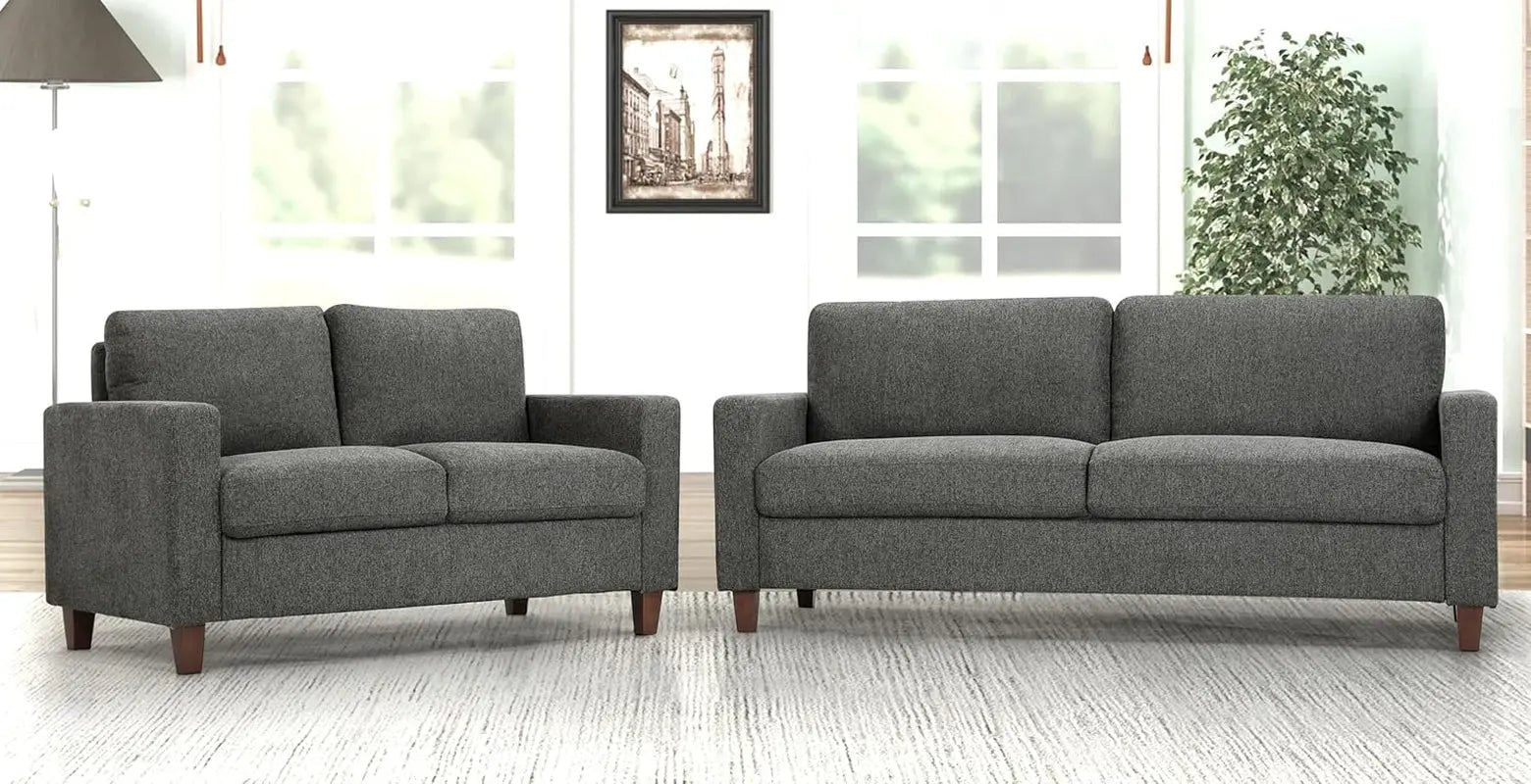 Miles 2 Piece Couch And Loveseat Set With Reversible Pillows Grey - Get it from Bo