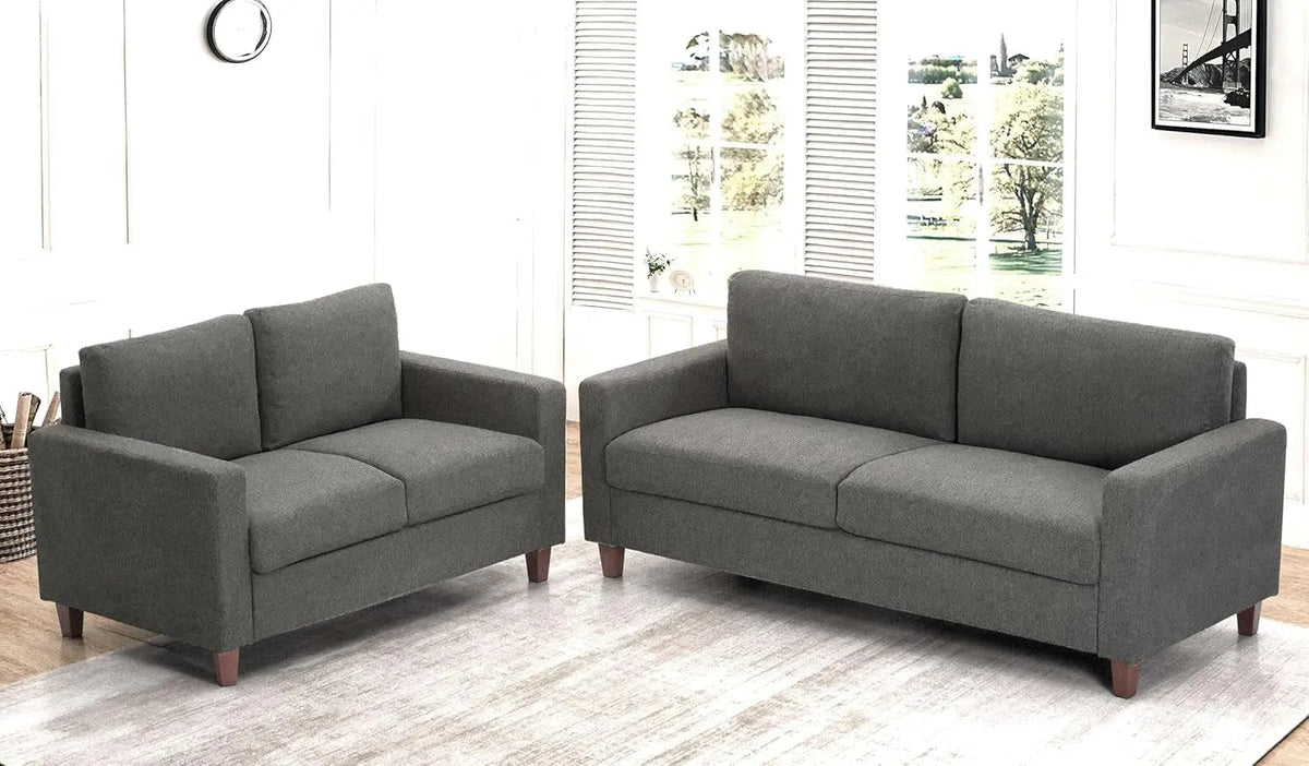 Miles 2 Piece Couch And Loveseat Set With Reversible Pillows Grey - Get it from Bo