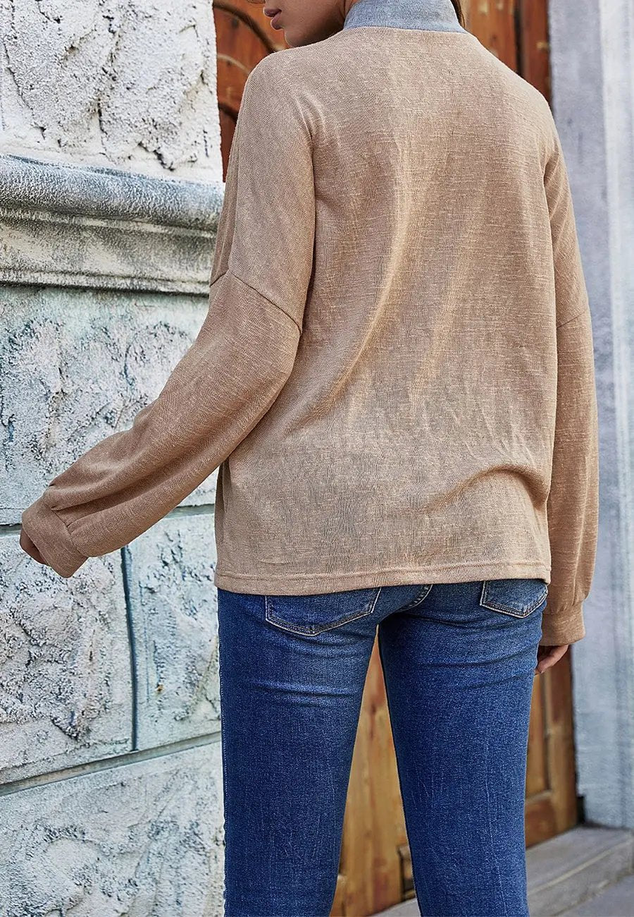 Mock Neck Color Block Sweater - Get it from Bo