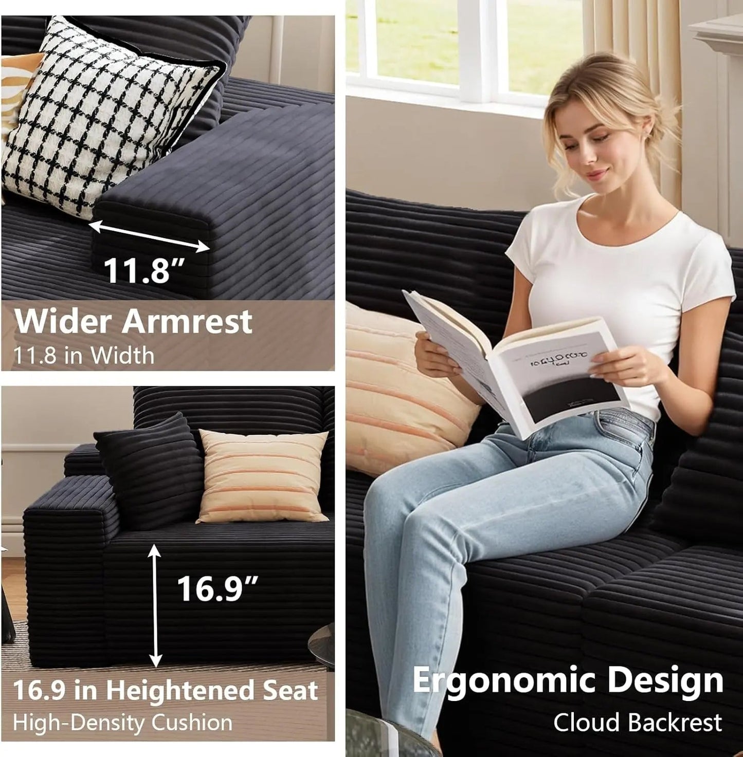 Modern 107 Inch Cloud Sectional Couch with Chaise - Get it from Bo