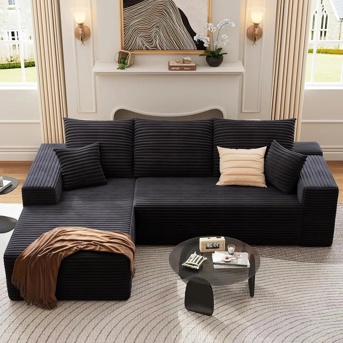 Modern 107 Inch Cloud Sectional Couch with Chaise - Get it from Bo