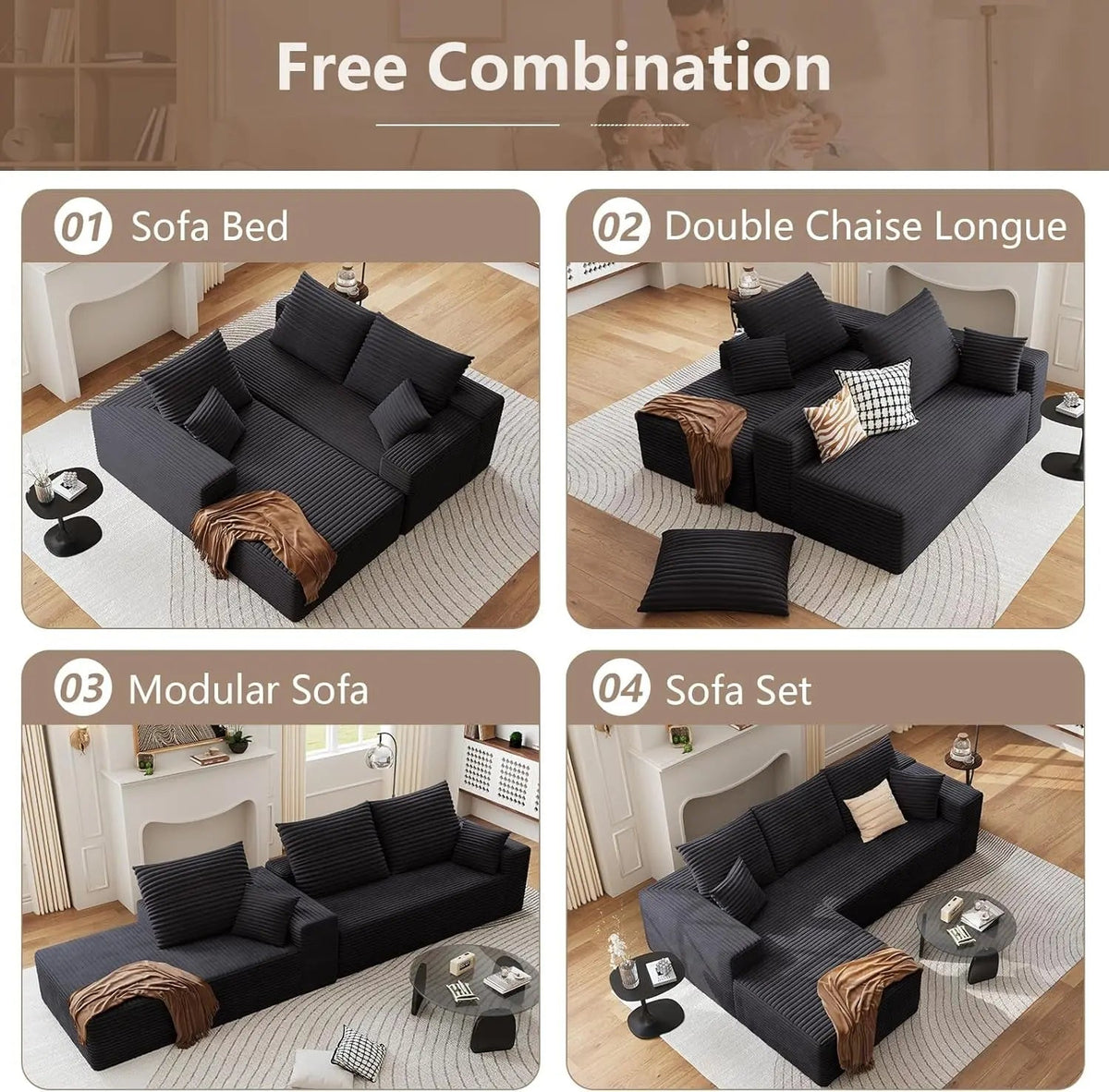 Modern 107 Inch Cloud Sectional Couch with Chaise - Get it from Bo