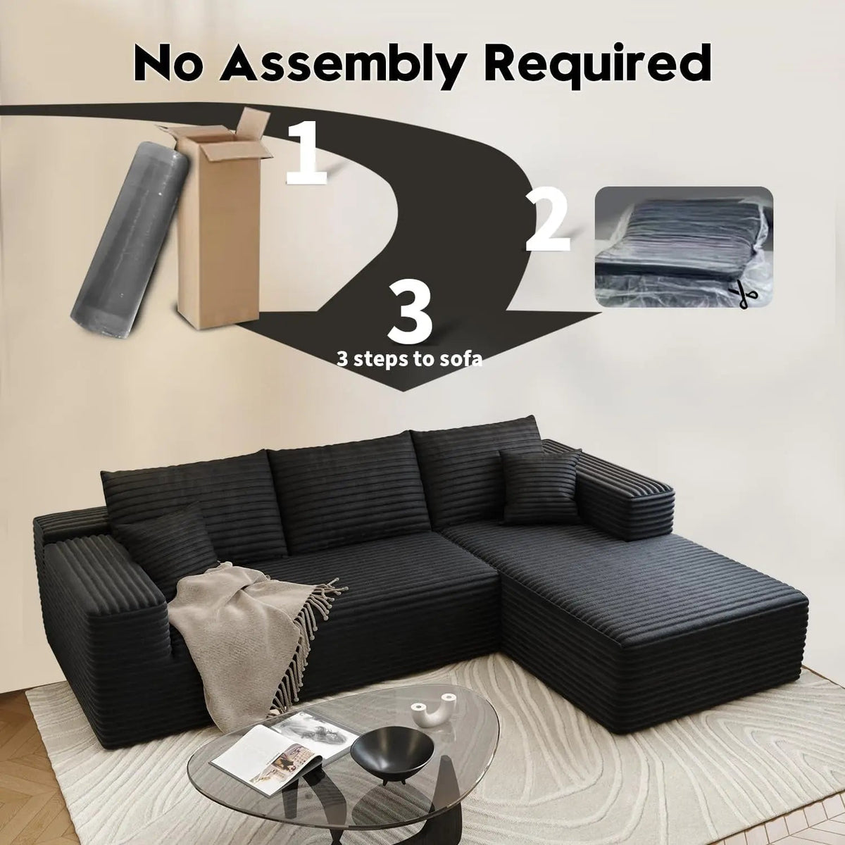 Modern 107.5 Inch Cloud Sectional Sofa With Chaise - Get it from Bo