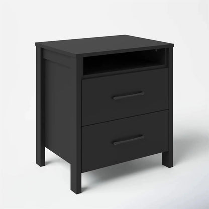Modern 2-Drawer Nightstand Bedside Table in Black Wood Finish - Get it from Bo
