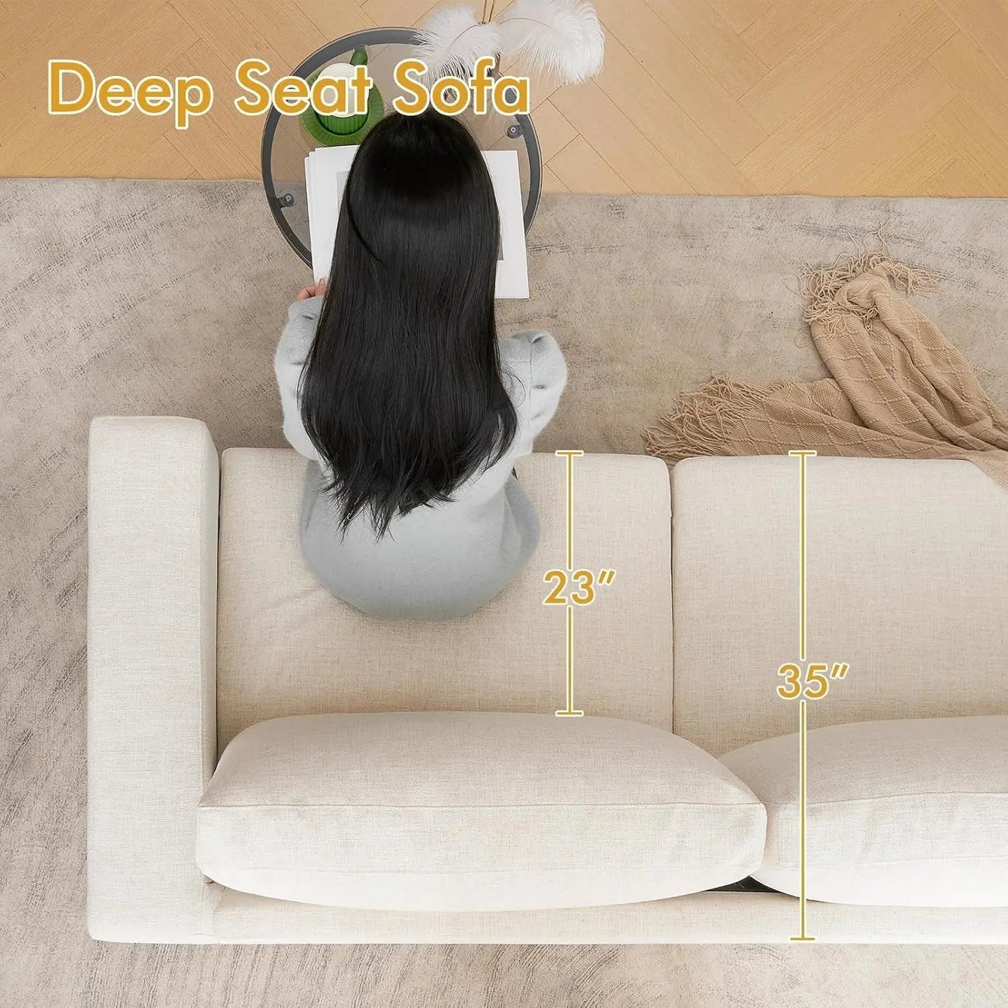 Modern 85 Inch Comfy Sofa Deep Seat Couch-1