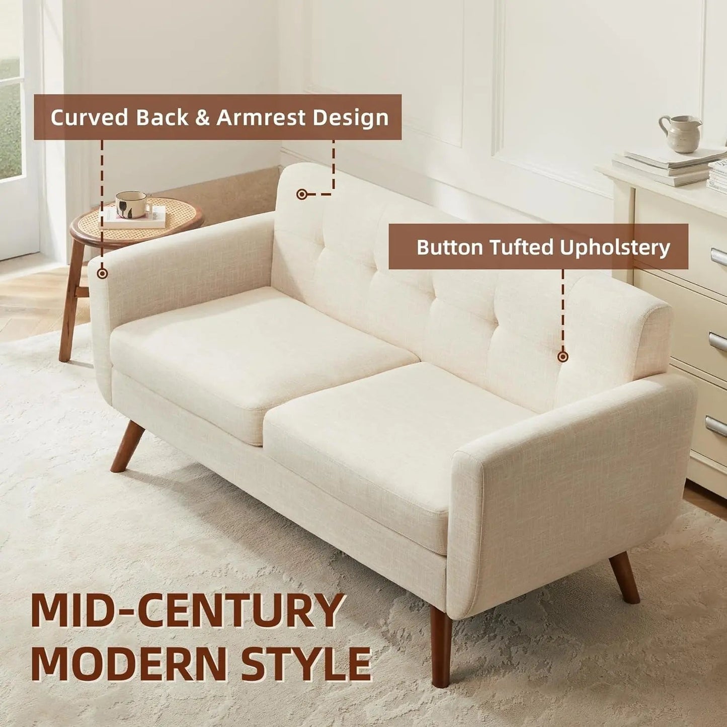 Modern Compact Beige Loveseat For Small Living Rooms - Get it from Bo