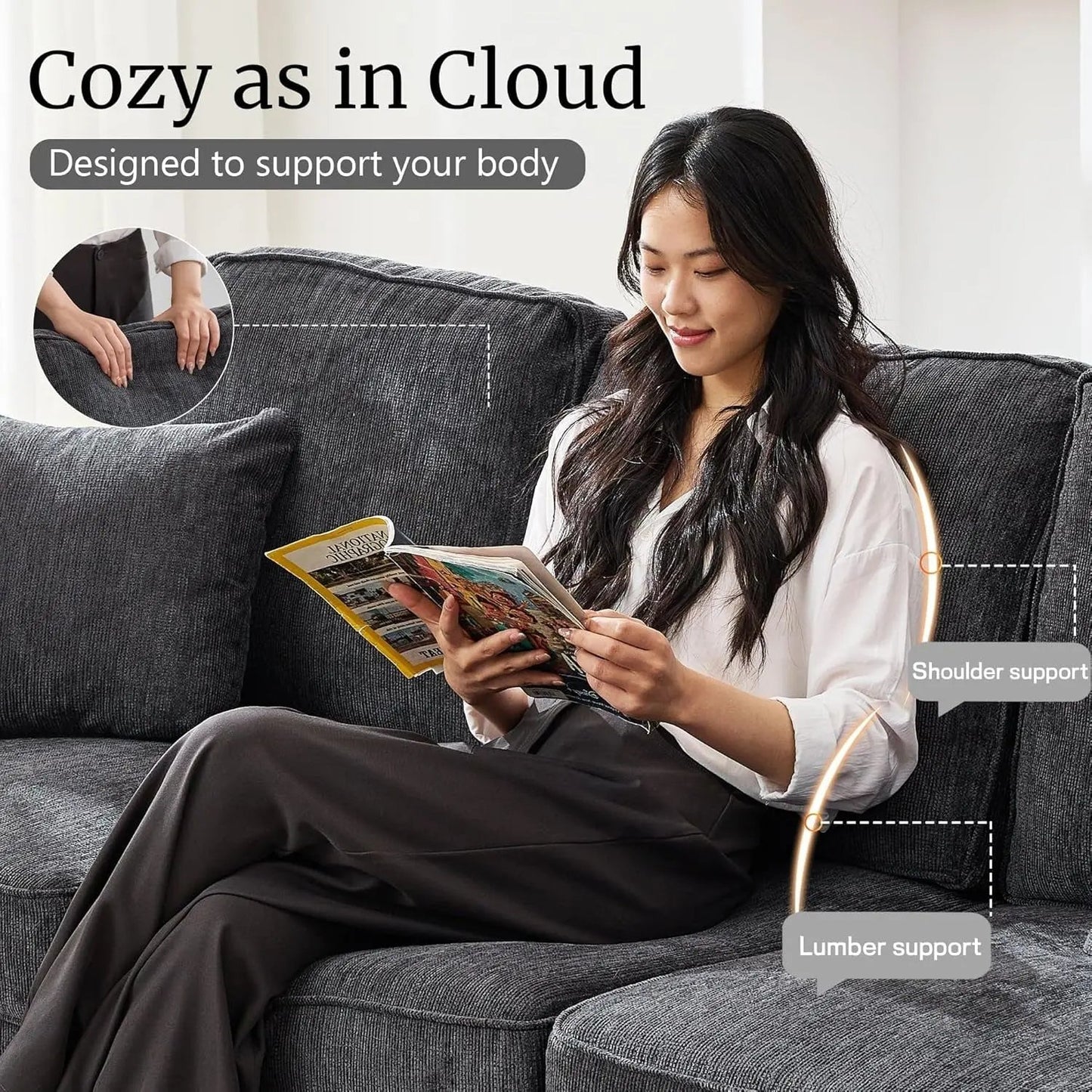 Modern Deep Seat Loveseat Couch for Comfortable Living-2