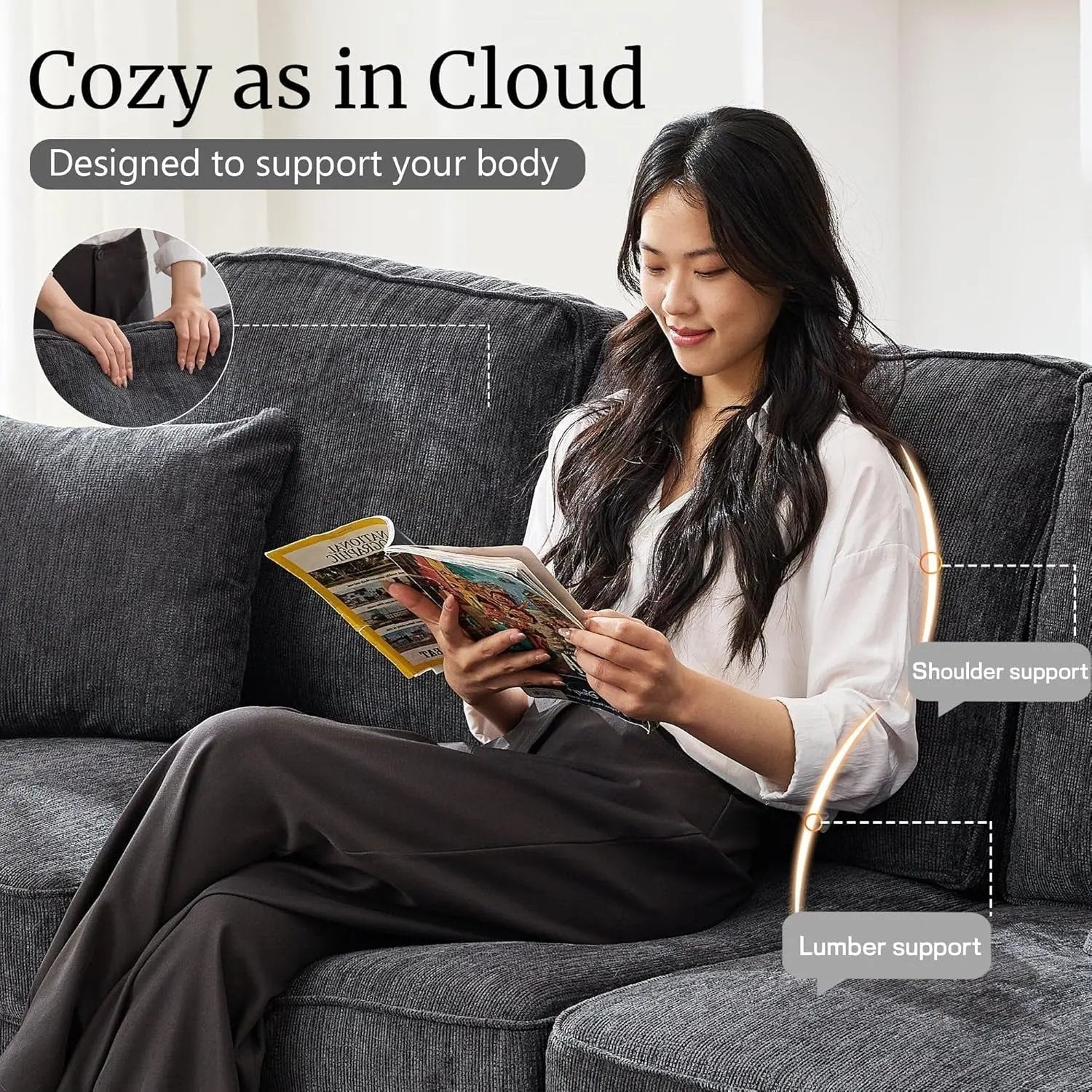 Modern Deep Seat Loveseat Couch for Comfortable Living-2