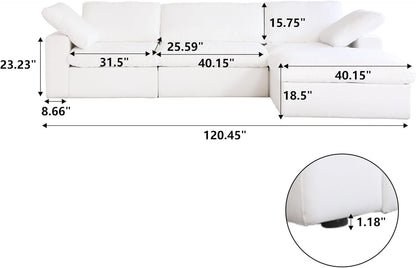 Modern L Shape Cloud Sofa Comfortable Convertible Sectional Couch ShipItFurniture