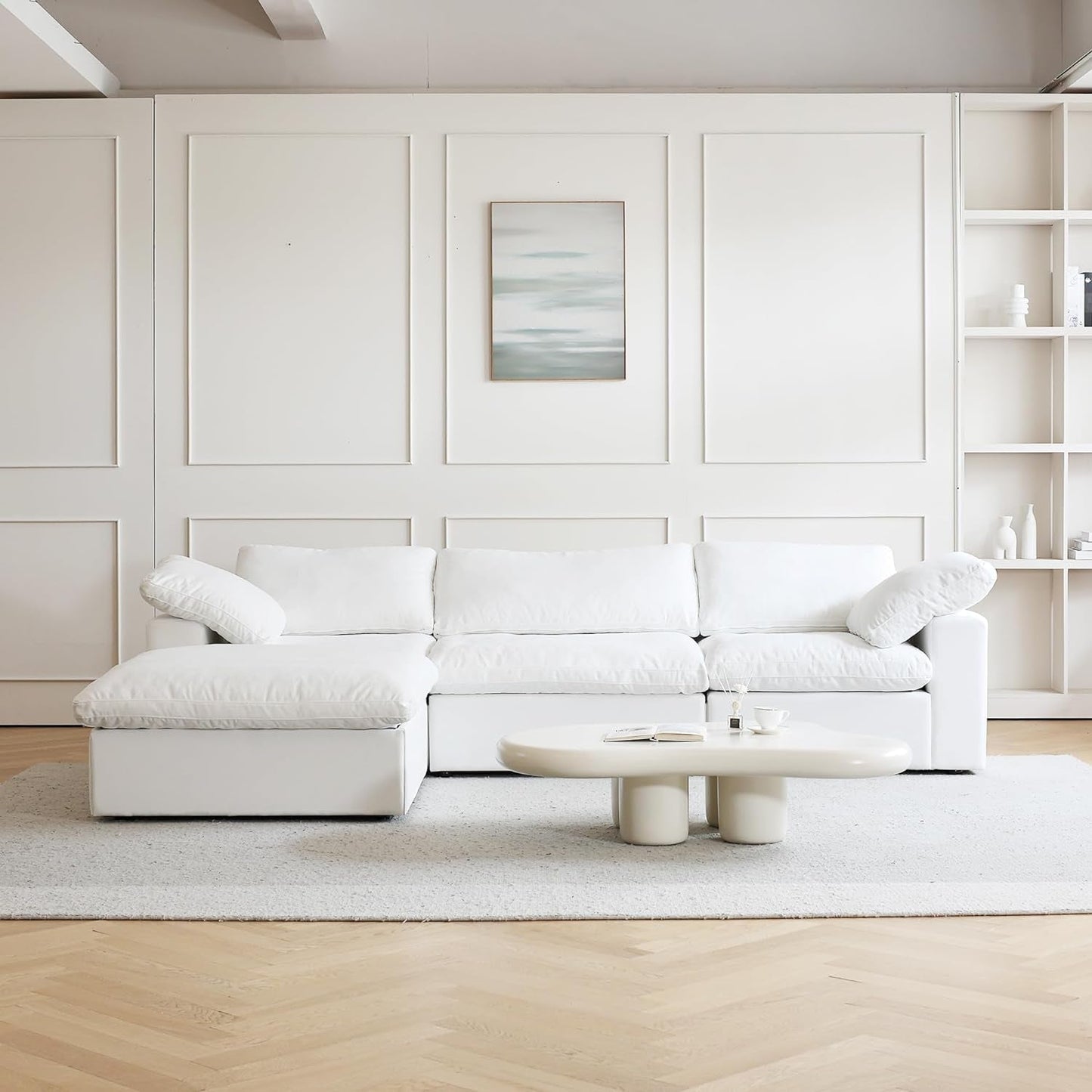 Modern L Shape Cloud Sofa Comfortable Convertible Sectional Couch ShipItFurniture