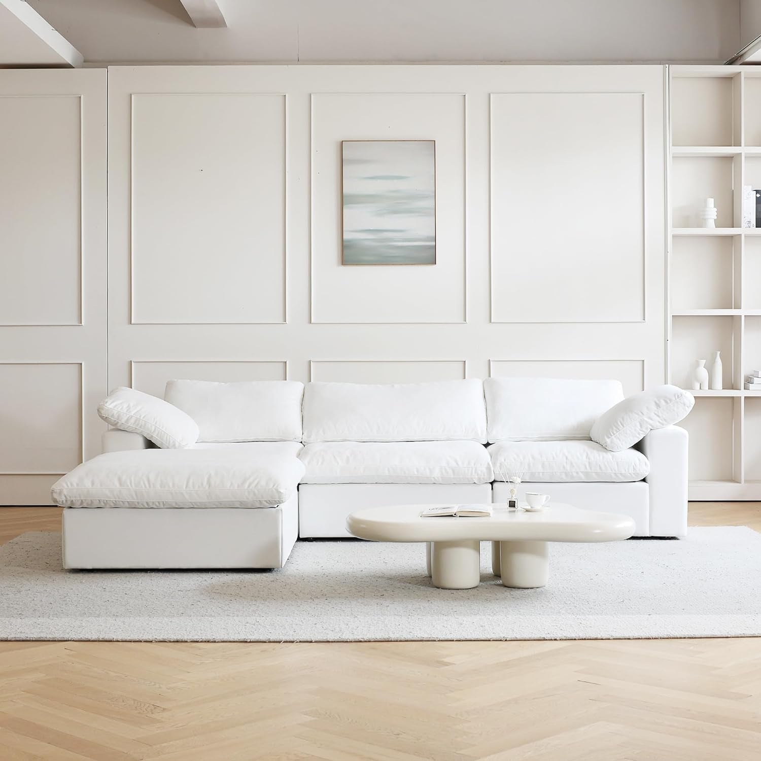 Modern L Shape Cloud Sofa Comfortable Convertible Sectional Couch ShipItFurniture