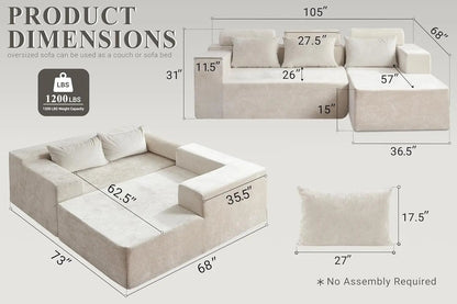 Modern L Shape Sectional Couch With Deep Seating-2