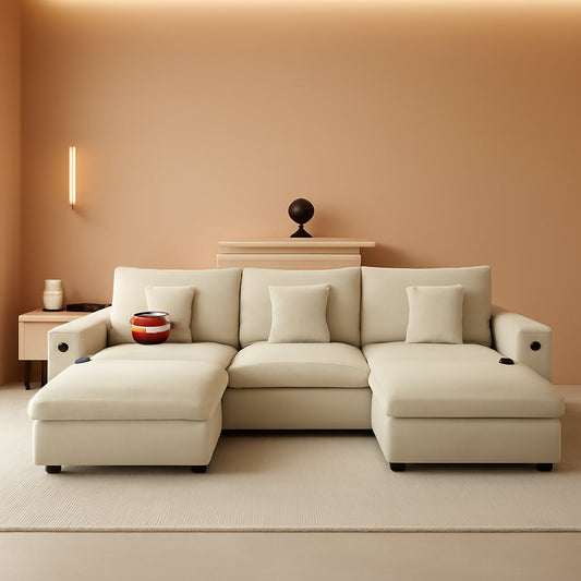 Modern Modular Sectional Sofa with Ottoman and Pillows ShipItFurniture