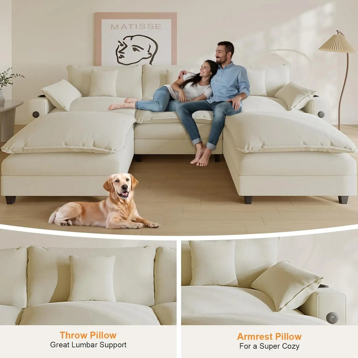 Modern Modular Sectional Sofa with Ottoman and Pillows - Get it from Bo
