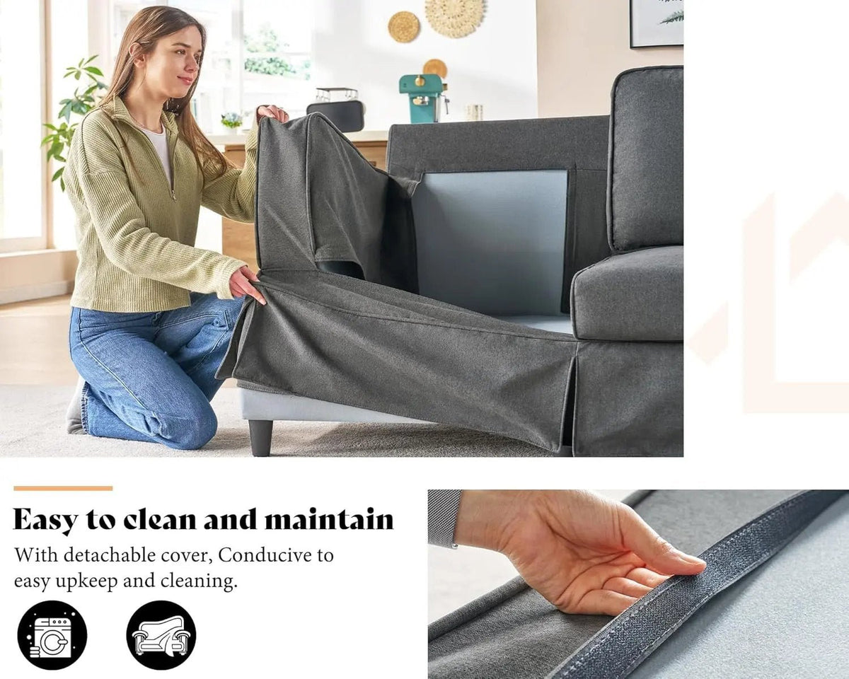 Modern Sofa, 89 Inch Slipcovered Sofa, 3 Seater Sofa Comfy Couch for Living Room Office, Linen Grey Oversized Couch - Get it from Bo