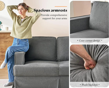 Modern Sofa, 89 Inch Slipcovered Sofa, 3 Seater Sofa Comfy Couch for Living Room Office, Linen Grey Oversized Couch - Get it from Bo