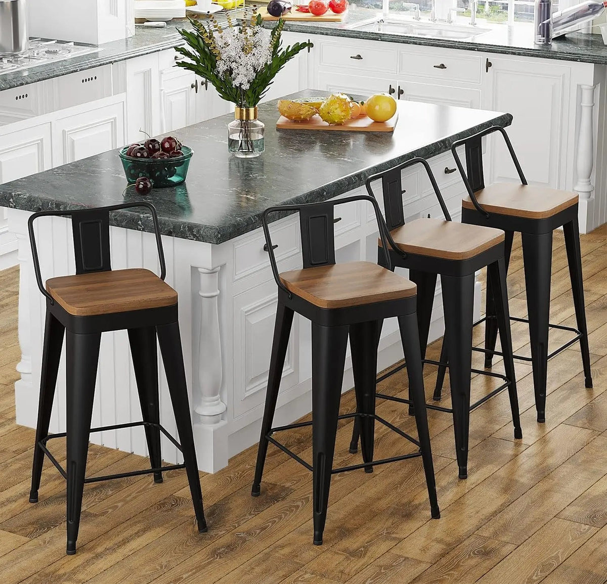 Modern Stackable Metal Bar Stools Set of Four - Get it from Bo