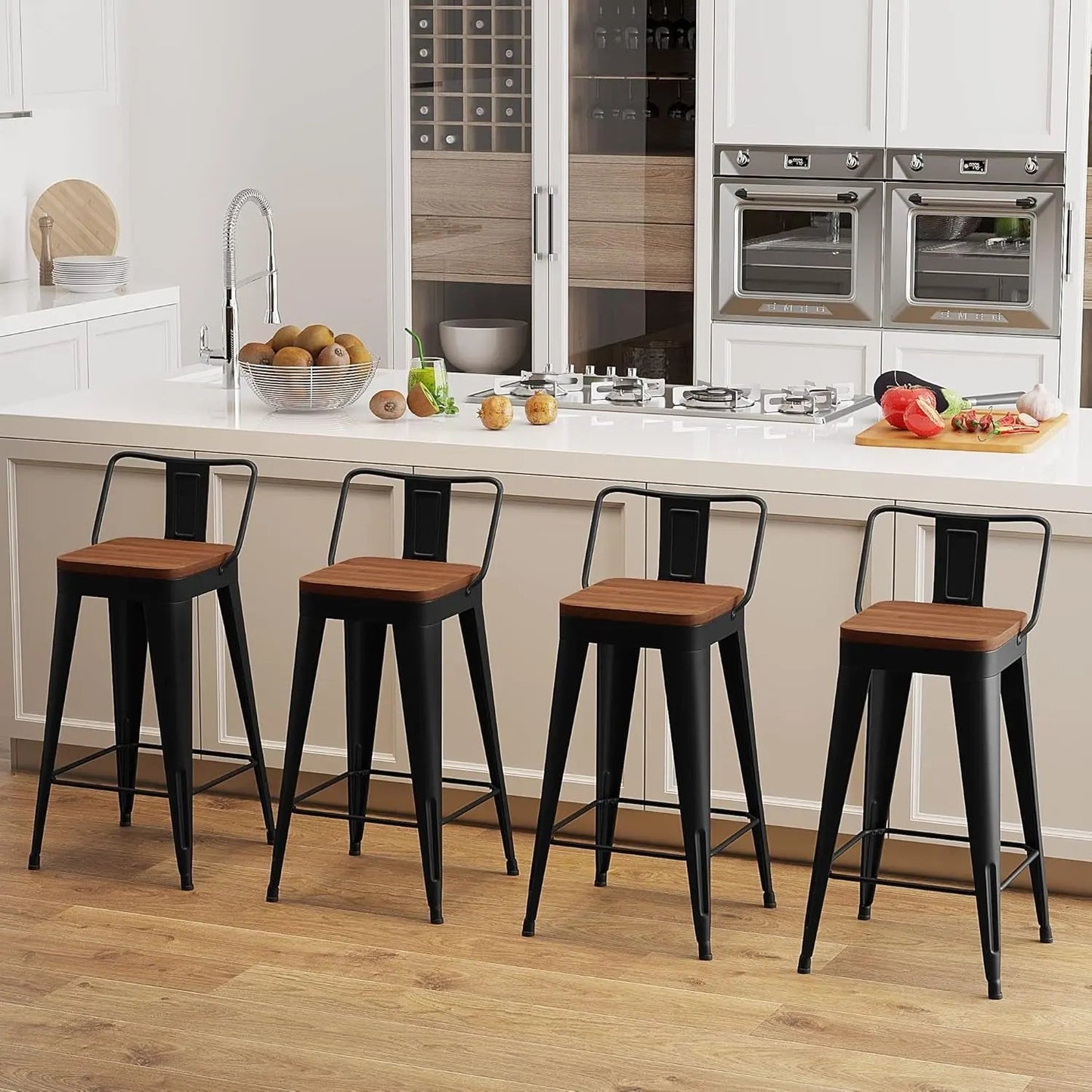Modern Stackable Metal Bar Stools Set of Four - Get it from Bo