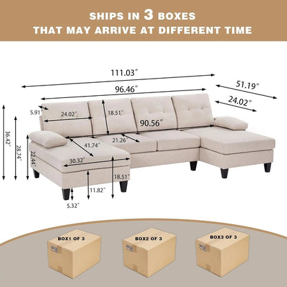 Modern U Shaped Sectional Couch With Double Chaise-1