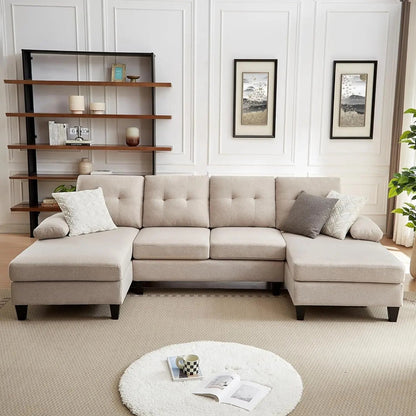 Modern U Shaped Sectional Couch With Double Chaise-2