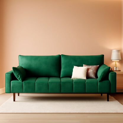 Modern Velvet Loveseat Sofa with Storage and Pillows ShipItFurniture
