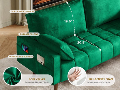 Modern Velvet Loveseat Sofa with Storage and Pillows ShipItFurniture