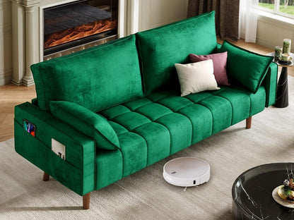 Modern Velvet Loveseat Sofa with Storage and Pillows ShipItFurniture