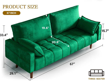 Modern Velvet Loveseat Sofa with Storage and Pillows ShipItFurniture