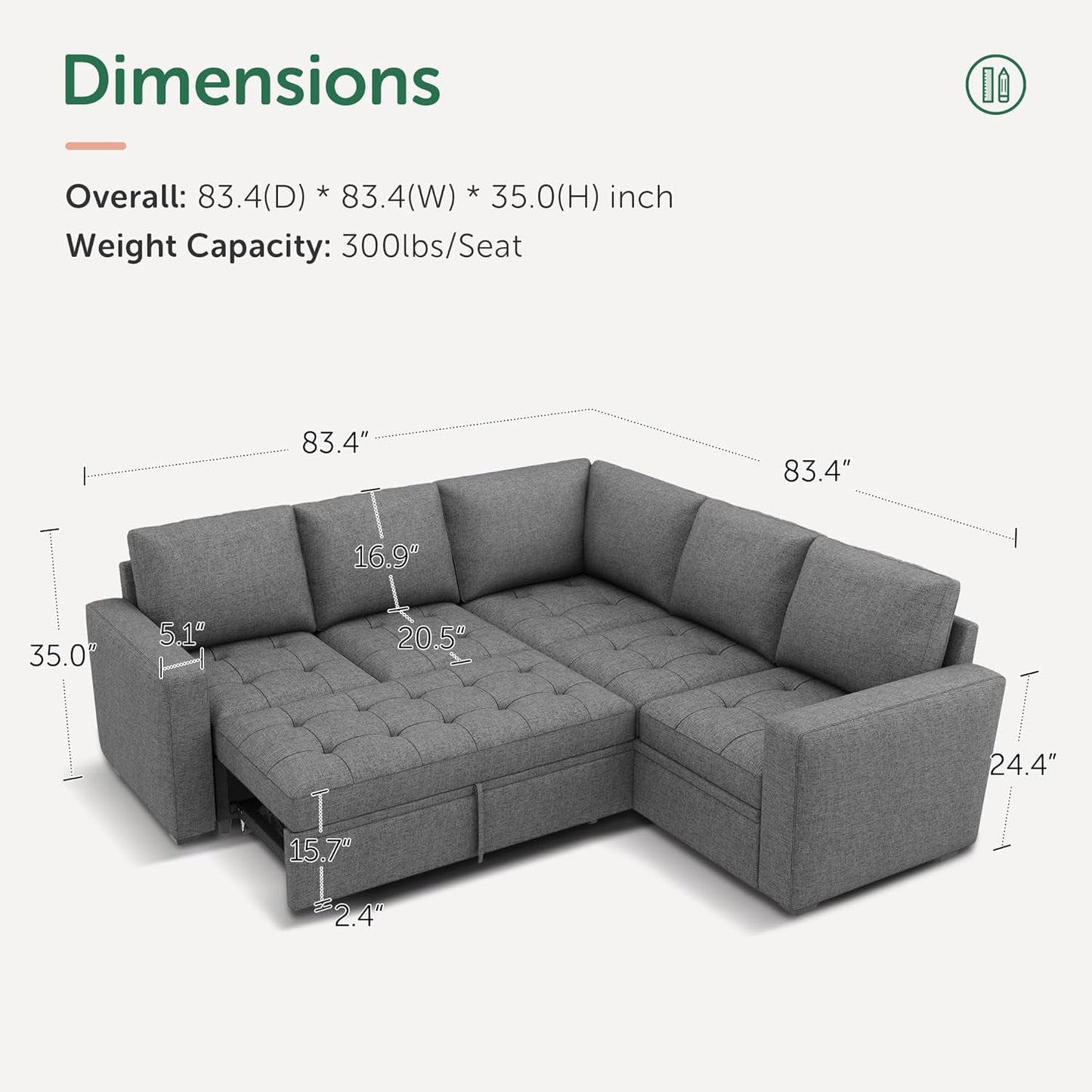 Modular Sectional Sleeper Sofa with Hidden Storage Features ShipItFurniture