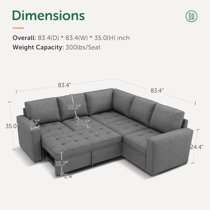 Modular Sectional Sleeper Sofa with Hidden Storage Features ShipItFurniture