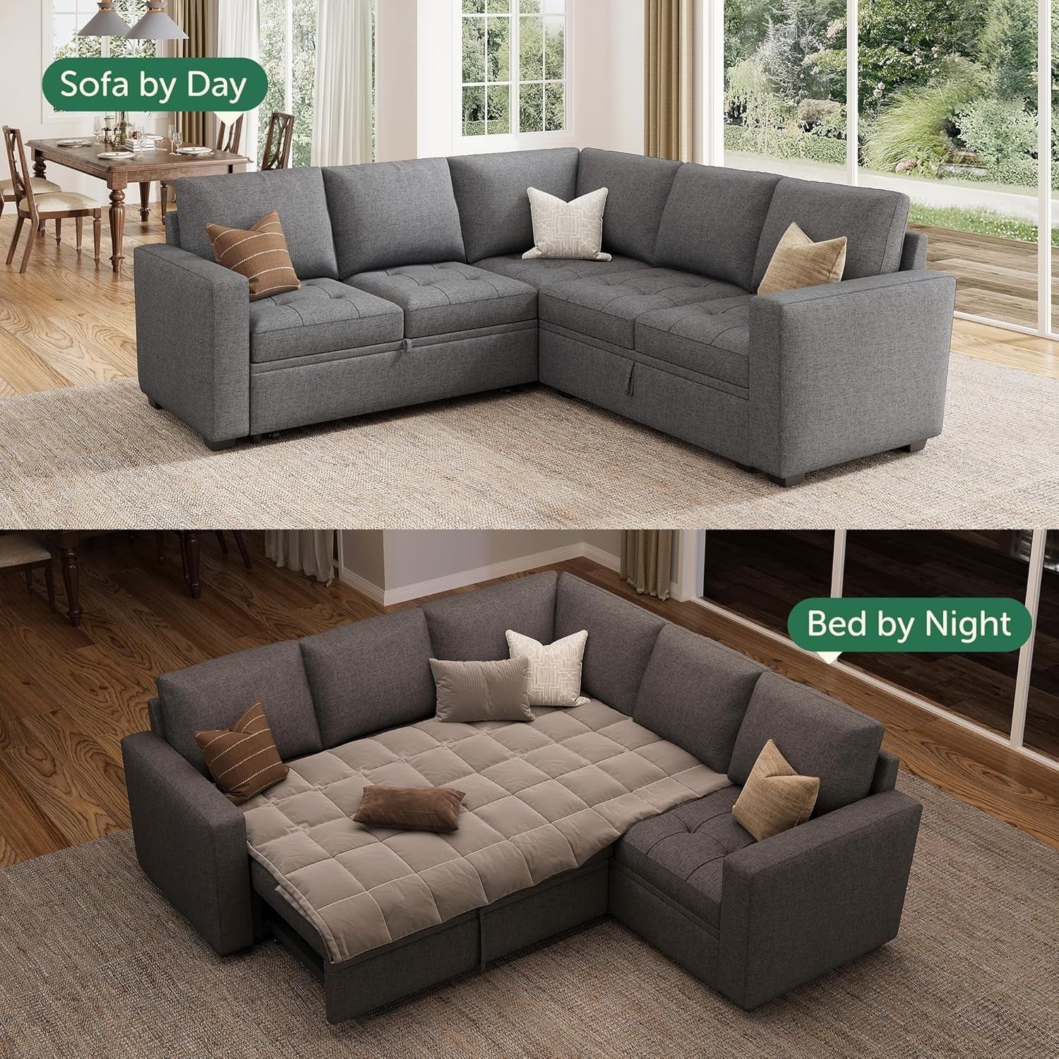 Modular Sectional Sleeper Sofa with Hidden Storage Features ShipItFurniture