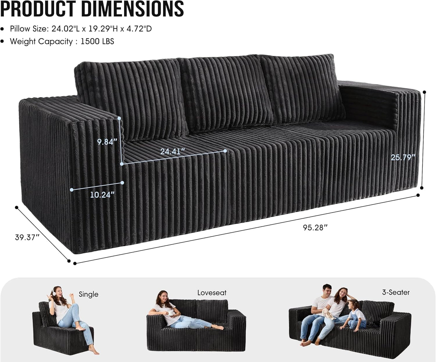 Modular Sectional Sofa With Deep Memory Foam Comfort ShipItFurniture
