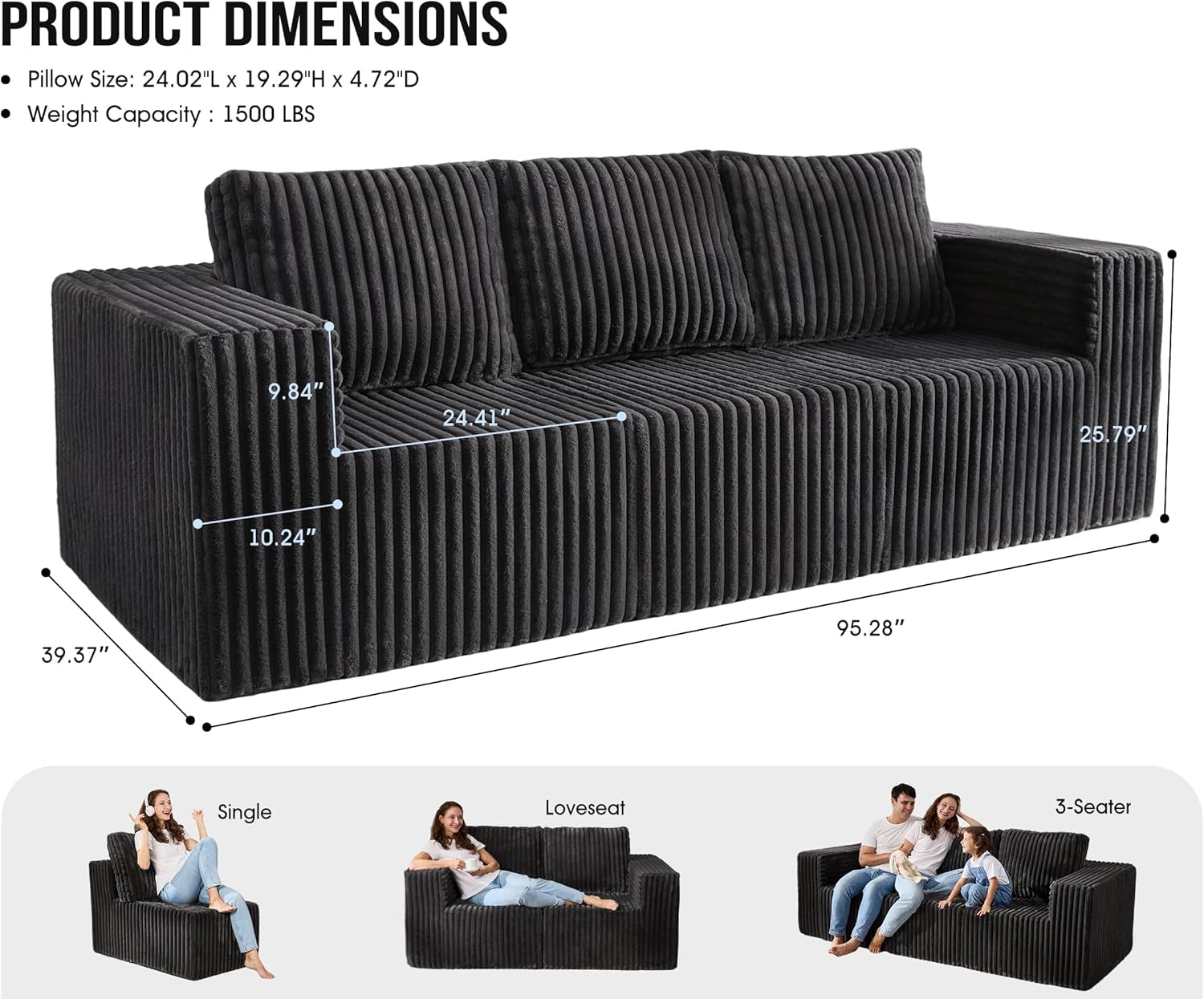 Modular Sectional Sofa With Deep Memory Foam Comfort ShipItFurniture