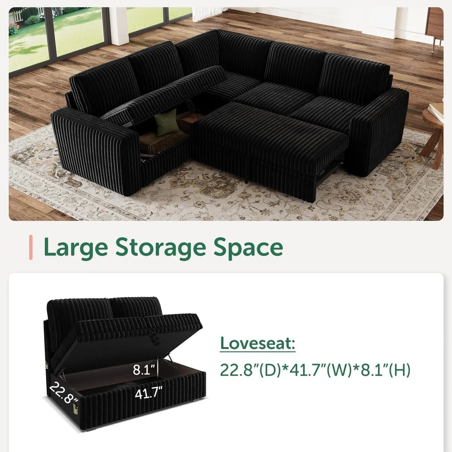 Modular Sleeper Sectional Sofa Charcoal With Storage - Get it from Bo