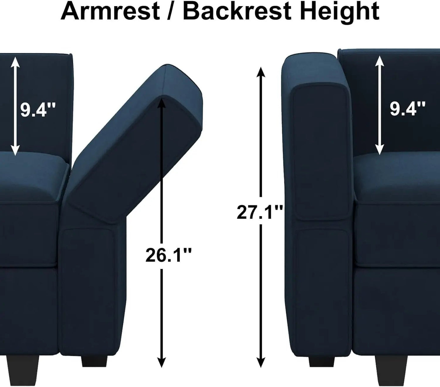 Modular Velvet Sectional Sofa Blue With Storage Ottoman - Get it from Bo